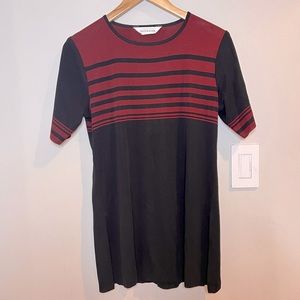 MISOOK | black striped short sleeve flowy tunic style top